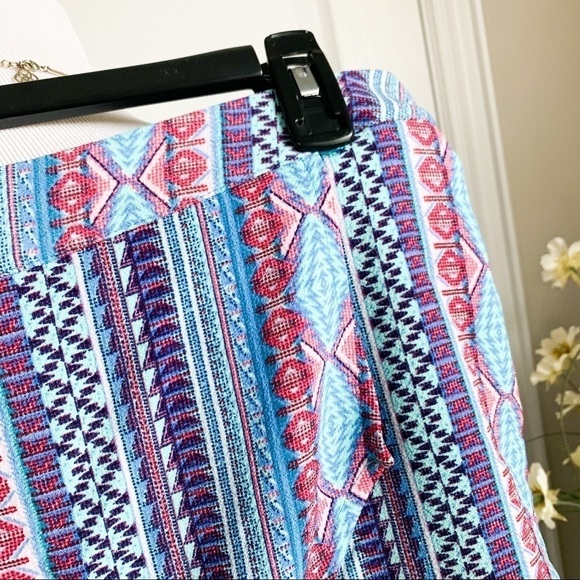 Pink Republic Aztec Print Fold Over Skort Shorts - Picture 2 of 6